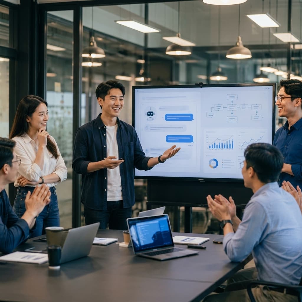 Học viên thuyết trình sản phẩm chatbot