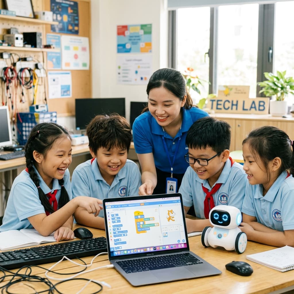 Các bé say mê lập trình game Scratch tại AI Empire